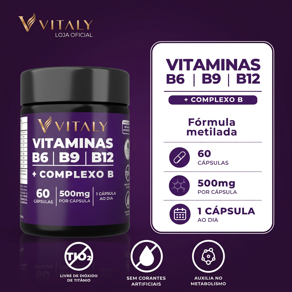 Frasco Vitaly Vitaminas B6, B9 e B12